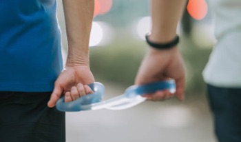 Guide and runner holding tether.